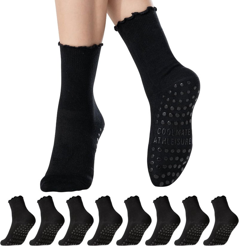 CoolMate Store Pilates Socks with Grips for Women, Yoga Socks, Crew Non Slip Women for Barre, Pilates Gifts - Image 1